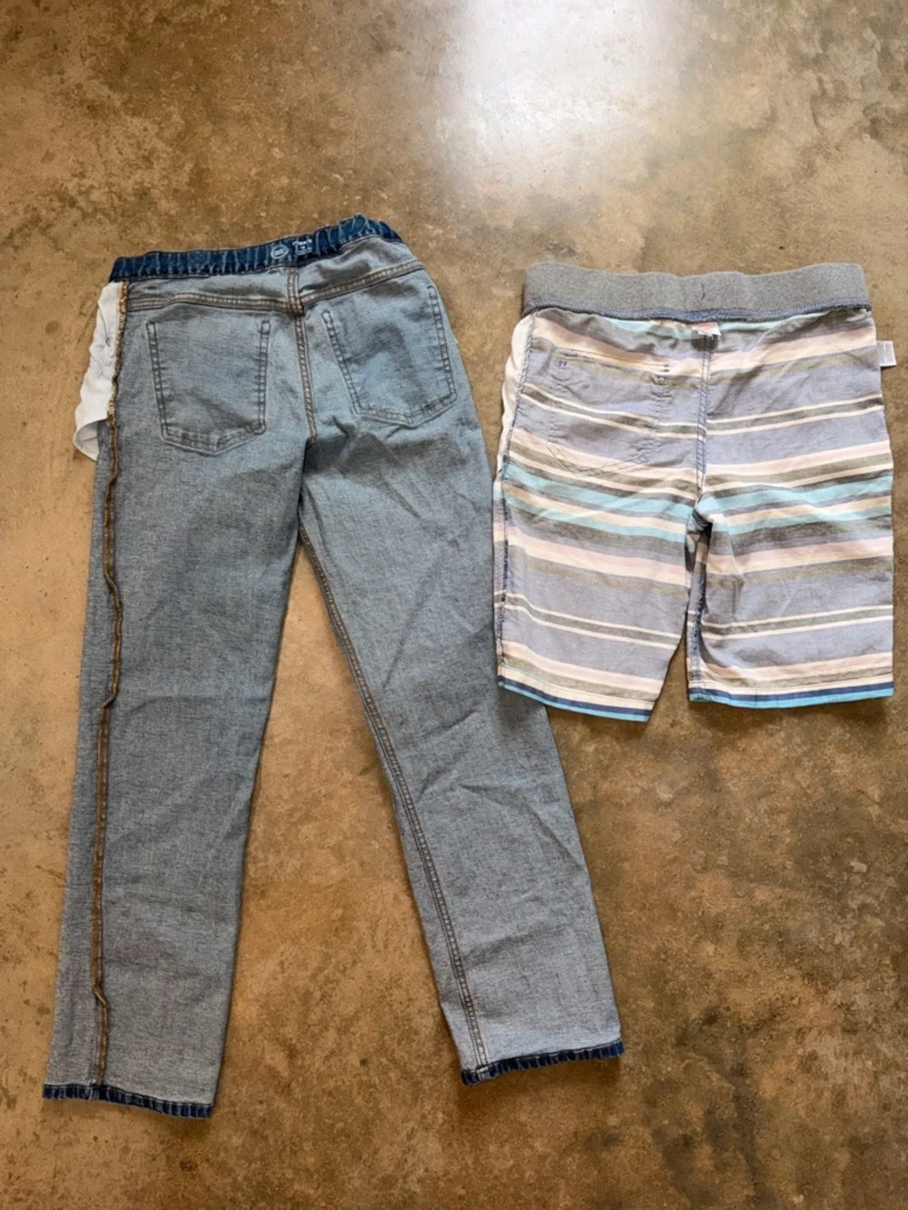 Boys Bundle - Blue Striped Shorts and Adjustable Waist Denim Jeans - Size XL - Picture 8 of 13
